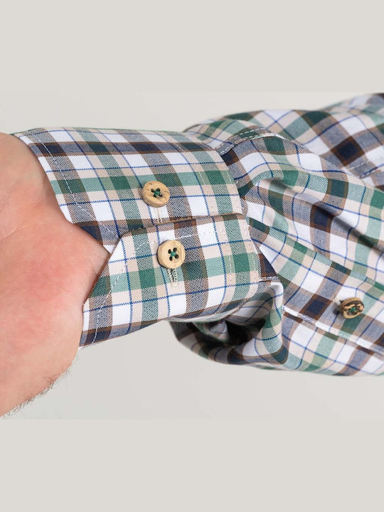 Long Sleeve Shirt Regular Fit Checked Green