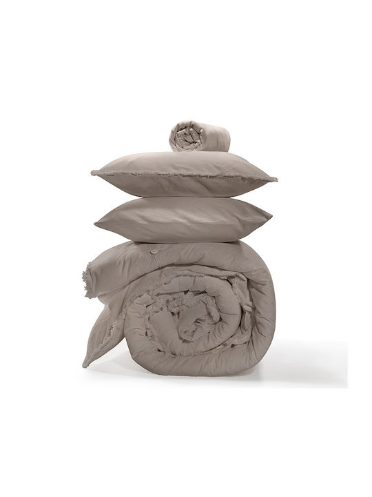 Charisma Duvet Cover Set Queen with 2 Pillowcases 230x250 Linen Beige