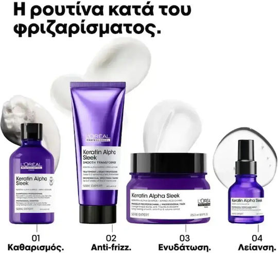 L'Oréal Professionnel Keratin Alpha Sleek Refill Σαμπουάν Αναδόμησης/Θρέψης & Όγκου για Φριζαρισμένα Μαλλιά 1000ml