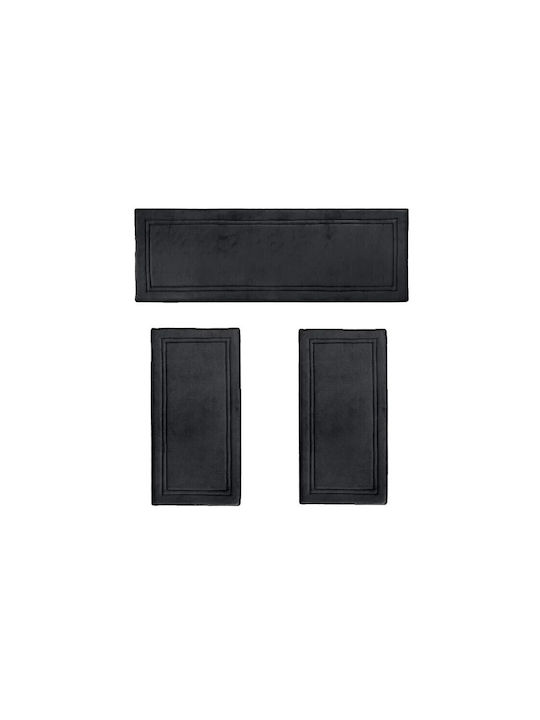 Guy Laroche Softy Modern Bedroom Rugs Set Black 1176086222000 3pcs