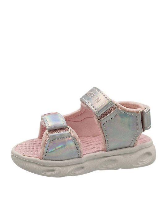Kids' Sandals with Hoop & Loop Closure and Lights Pink