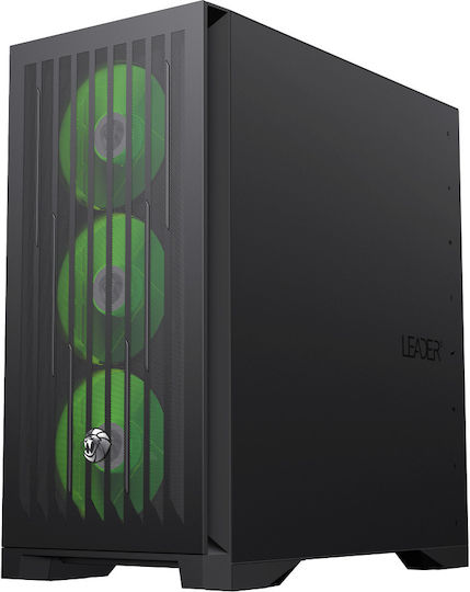 GameMax LEADER 2 Gaming Midi Tower Κουτί Υπολογιστή με Πλαϊνό Παράθυρο και ARGB Φωτισμό Μαύρο