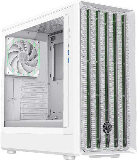 GameMax CLAW 460 Gaming Midi Tower Κουτί Υπολογιστή με Πλαϊνό Παράθυρο και ARGB Φωτισμό Λευκό