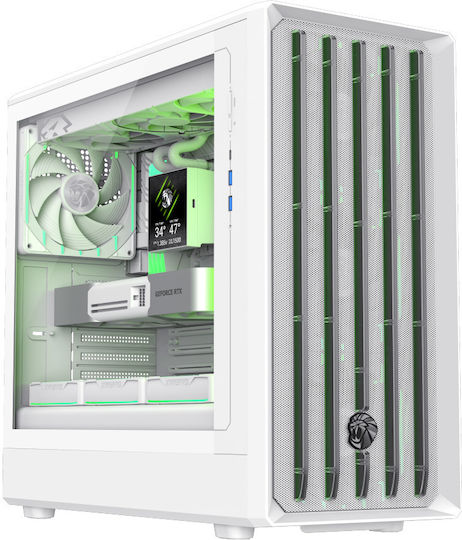 GameMax CLAW 460 Gaming Midi Tower Κουτί Υπολογιστή με Πλαϊνό Παράθυρο και ARGB Φωτισμό Λευκό