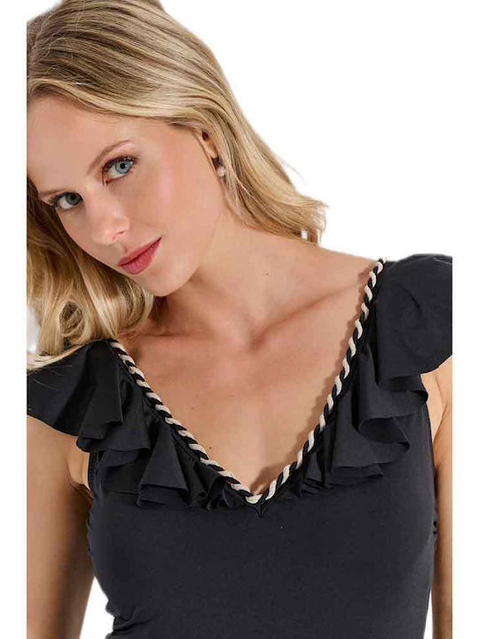 One Piece Swimsuit With Light Padding Black EX278