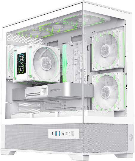 GameMax Vista 2 MW Gaming Mini Tower Computer Case with Side Window and ARGB Lighting White