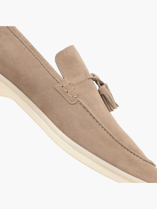 Leather Men's Loafers in Beige Colour
