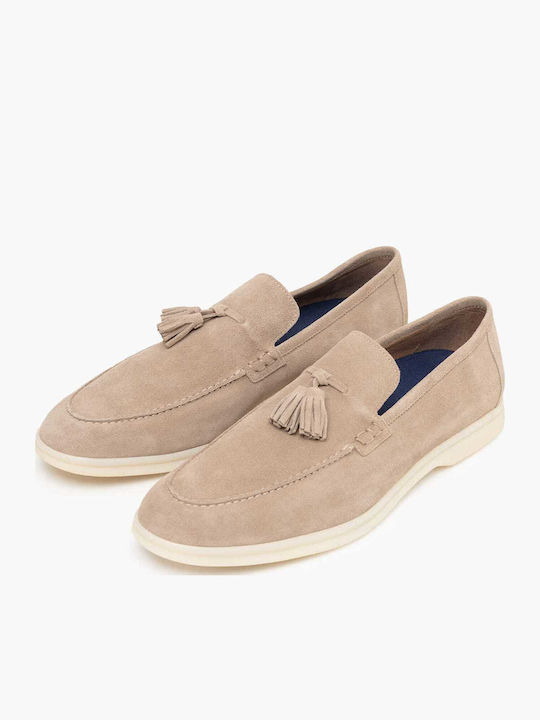 Leather Men's Loafers in Beige Colour