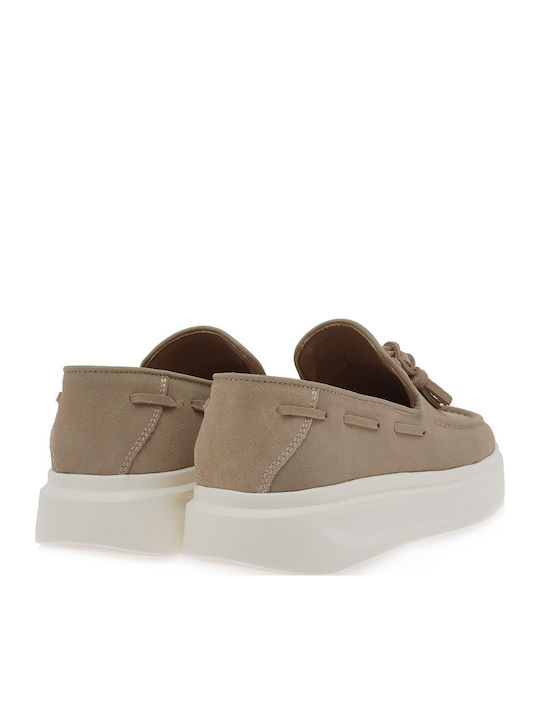 Δερμάτινα Ανδρικά Loafers σε Μπεζ Χρώμα