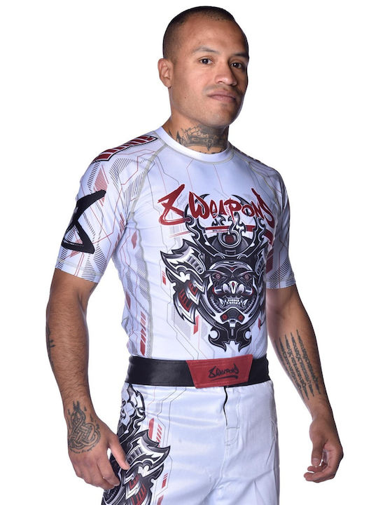 8 Weapons Men's Short Sleeve Shirt 8300023-4-WHRE for Jiu-Jitsu White