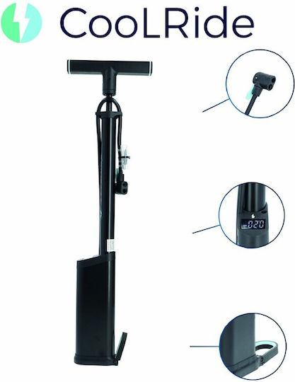 Cool Ride Pompă de Aer de Podea de Mână cu Manometru 11 Bar Digital Aluminiu Foot Pump 7066