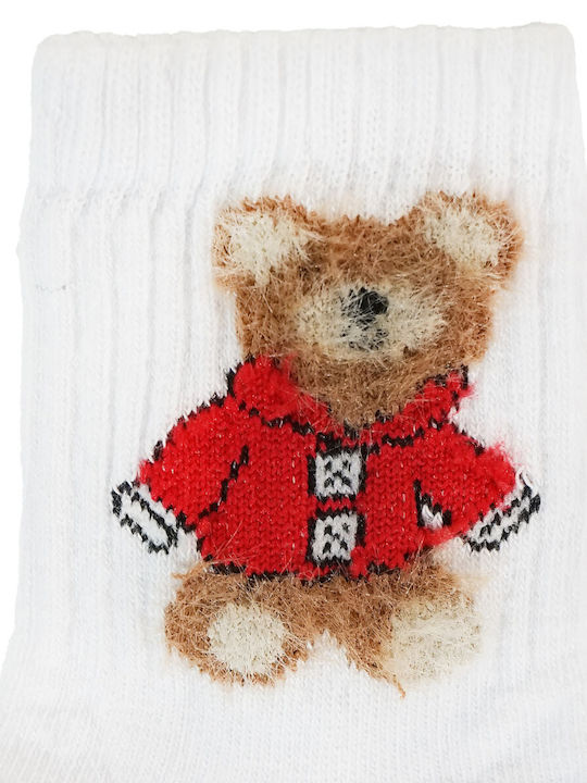 Unlu Kids' Socks White Teddy