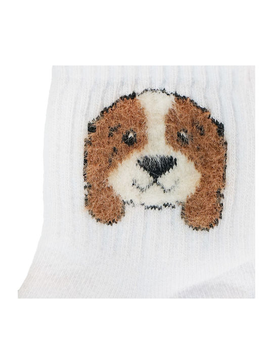 Unlu Kids' Socks White Puppy