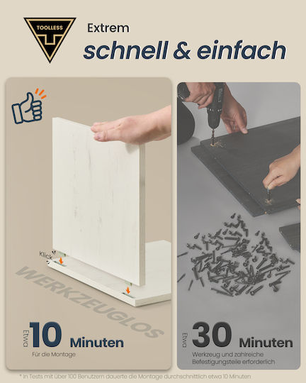 Songmics Badezimmer Waschtisch-Einheit Ohne Waschbecken Rustikal Weiß