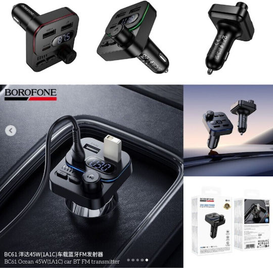 Borofone FM Transmitter Autovehicul cu Bluetooth / Type-C / USB