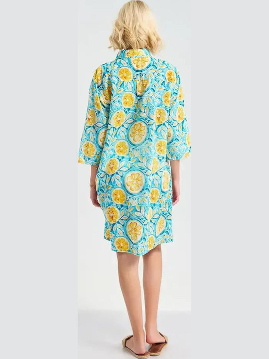 Ble Resort Collection 100% Women's Turquoise Beach Caftan