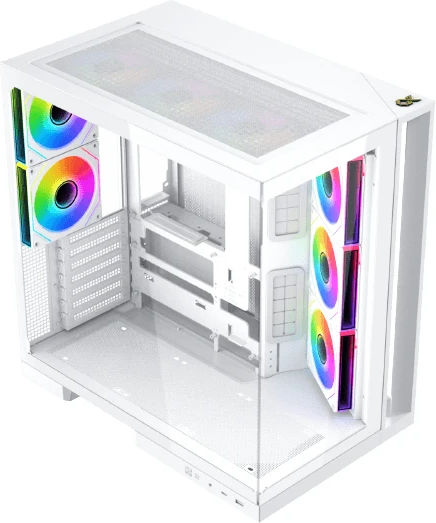 Xigmatek Aqua 7 Arctic Gaming Micro Tower Carcasă PC cu Panou Lateral 8 Ventilatoare ARGB