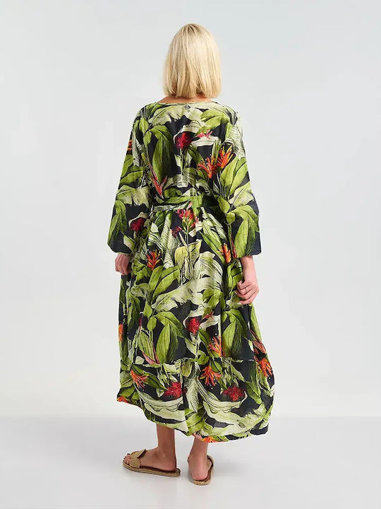 Ble Resort Collection One Size 100% Φόρεμα Παραλίας Πρασινο/μαυρο