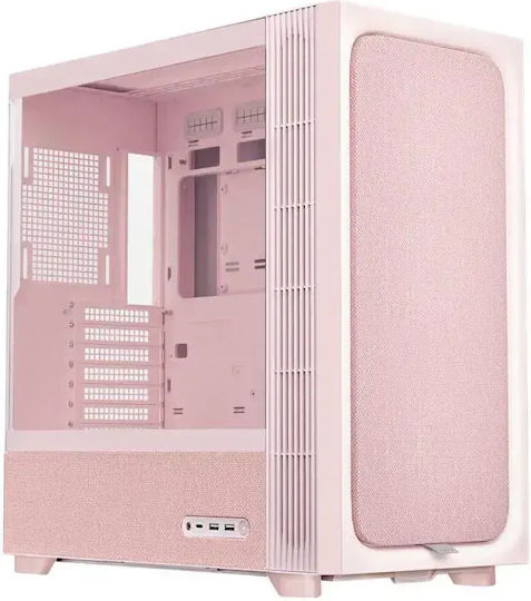 Tryx Flova F50 Gaming Midi Tower Κουτί Υπολογιστή με Πλαϊνό Παράθυρο Ροζ