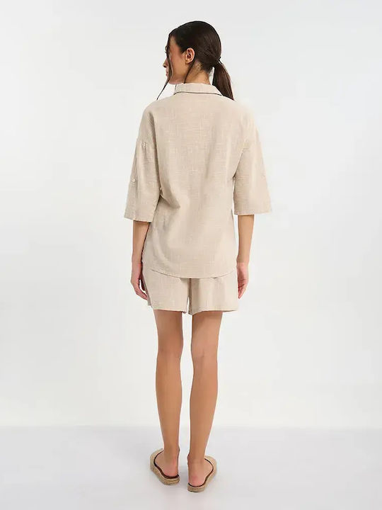 Long Sleeve Women's Shirt Beige