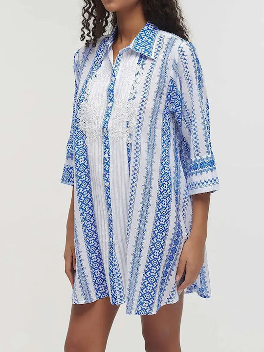 Long Sleeve Women's Shirt Blue/White