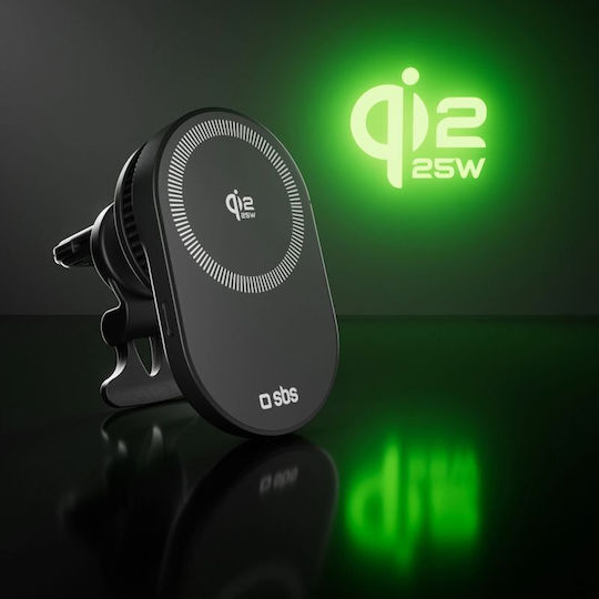 SBS Car Mobile Mount with Magnet and Wireless Charging MagSafe Black