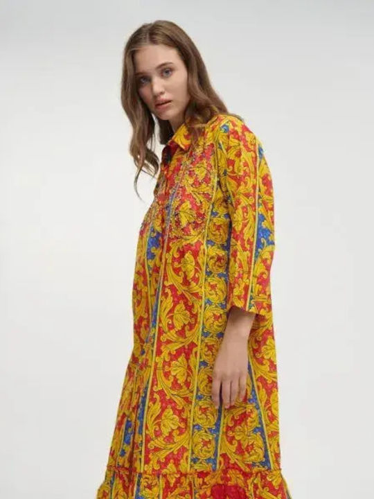 Summer Midi Shirt Dress Multicolour