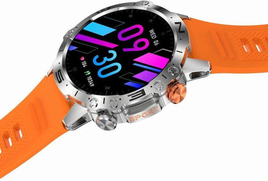 Gravity GT20 46mm Smartwatch with Heart Rate Monitor (Silver / Orange)