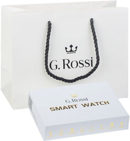 G.Rossi SG011C Edelstahl 38mm Smartwatch mit Herzfrequenzmesser Rose Gold Weiß