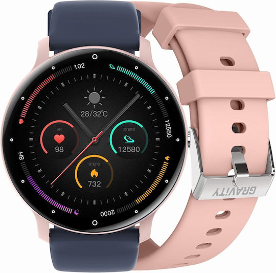 Gravity GT1 Pro 46mm Smartwatch with Heart Rate Monitor (Blue / Pink)