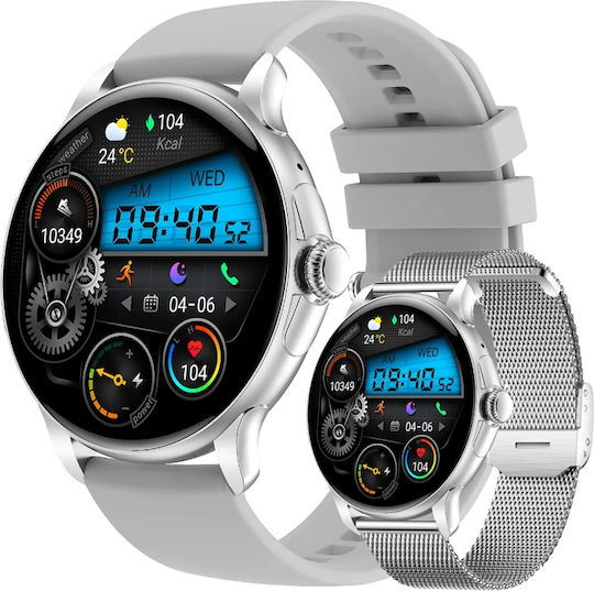 Έξυπνο Ρολόι Rubicon Smartwatch Rubicon Rncf35 Ασημί Κλήσεις Ειδοποιήσεις Bt Call