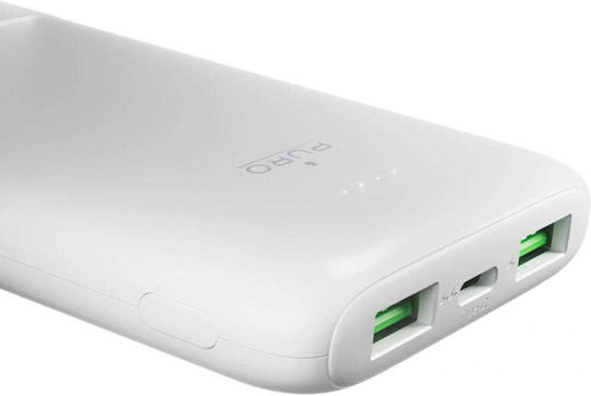 Puro Daily 10 Plus Power Bank 10000mAh 22.5W με 2 Θύρες USB-A και Θύρα USB-C Power Delivery Λευκό