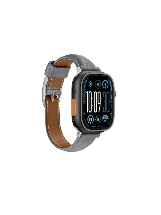 Amazingthing Class Band Кожена Каишка Apple Watch 45 46 49 Mm Сива