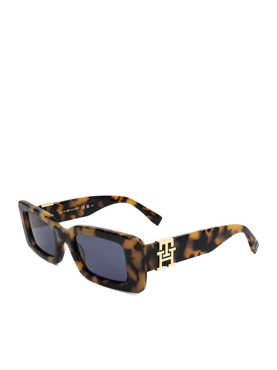 Tommy Hilfiger Women's Sunglasses with Brown Tartaruga Plastic Frame and Blue Lens TH2125/S HJV/KU