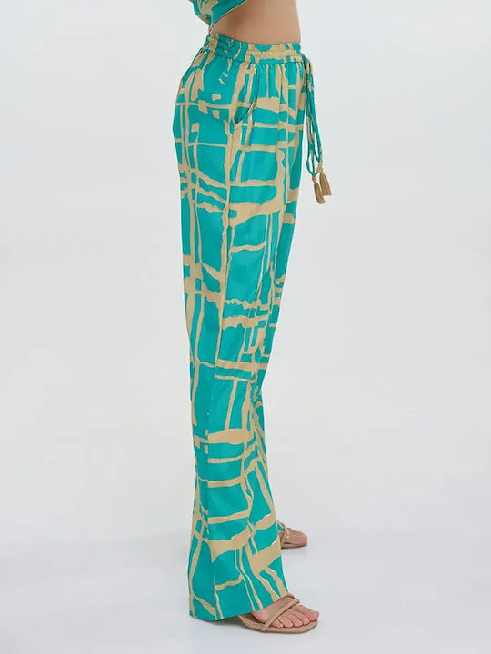 Women's Crepe Pantaloons Turquoise