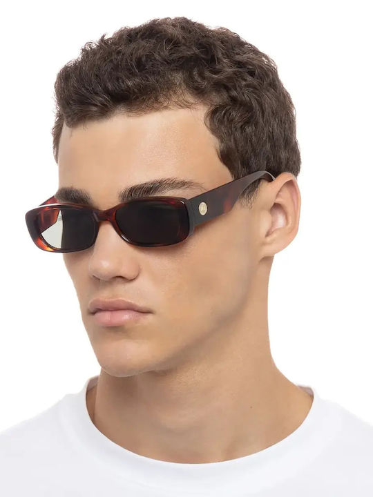 Le Specs Unreal Unisex Sunglasses with Brown Tartaruga Plastic Frame and Gray Lens LSP2002256