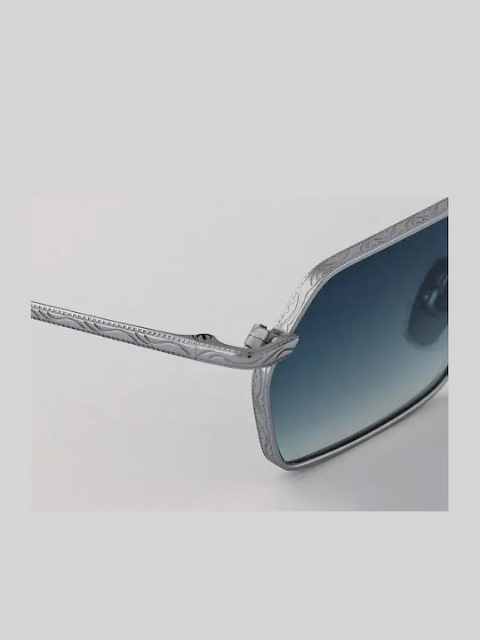 Eyepetizer Unisex Γυαλιά Ηλίου με Ασημί Μεταλλικό Σκελετό και Μπλε Ντεγκραντέ Καθρέφτη Φακό Cavallet C.1-2