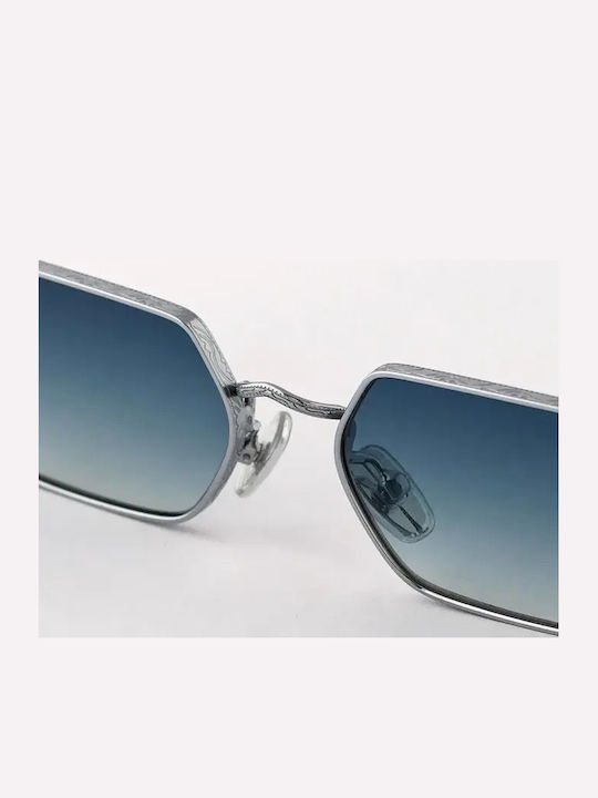Eyepetizer Unisex Γυαλιά Ηλίου με Ασημί Μεταλλικό Σκελετό και Μπλε Ντεγκραντέ Καθρέφτη Φακό Cavallet C.1-2