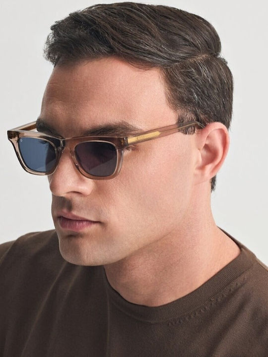 Faos Icaria Male Sunglasses with Beige Horn-Rimmed Frame and Transparent Lens 474348