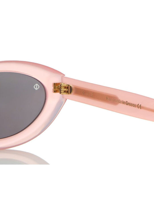 Faos Damentaschen Sonnenbrillen mit Rosa Horn umrandetem Rahmen und Transparenten Gläsern 475827