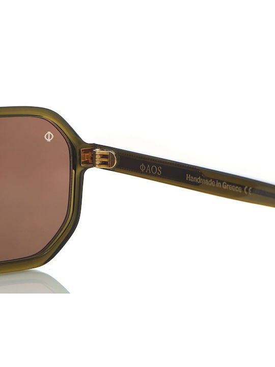 Faos Men's Sunglasses with Green Plastic Frame and Transparent Lens 474336