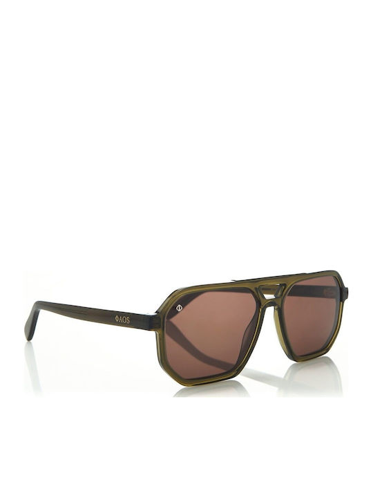 Faos Men's Sunglasses with Green Plastic Frame and Transparent Lens 474336