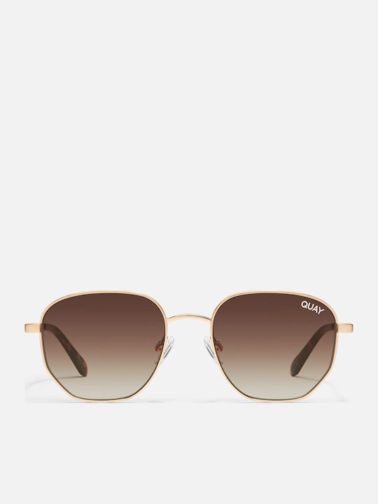 Quay Australia Unisex Sunglasses with Gold Metal Frame and Gold Gradient Lens 476818