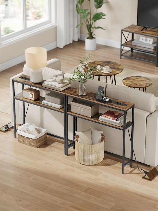 Metal Console Vintage Brown/Black L80xW20xH80cm