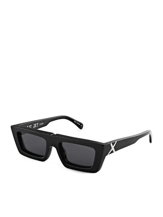 Oscar & Frank Lil Jet Unisex Sonnenbrillen mit Schwarz Horn umrandetem Rahmen und Schwarz Farbe 379931