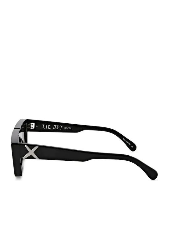 Oscar & Frank Lil Jet Unisex Sonnenbrillen mit Schwarz Horn umrandetem Rahmen und Schwarz Farbe 379931
