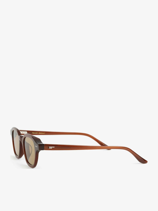 Projekt Produkt Men's Sunglasses with Brown Plastic Frame and Transparent Lens 476364