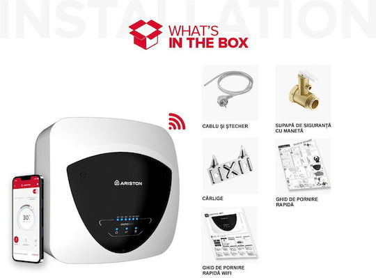 Ariston Andris Încălzitor de Apă 10l Sticlă 1.2kW cu Wi-Fi