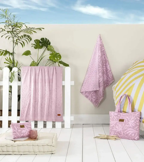 Nima Nima Strandtuch Pareo Baumwolle Rosa mit Fransen 90x160cm