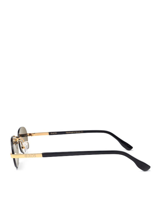 Faos Unisex Sonnenbrille mit Gold Kunststoff Gestell und Gold Linse 489433